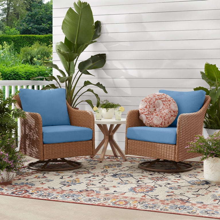 Mainstays Chelsea 2 Pieces Outdoor Patio Swivel Rocker with Blue