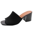 thumbnail image 2 of Slip On Slides Sandalias Tacón Grueso Bloque Tejidas para Mujer Verano Elegante, 2 of 9