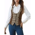 thumbnail image 2 of MODA NOVA Women's Vests Plaid Button Down Sleeveless Vest XS Brown, 2 of 5