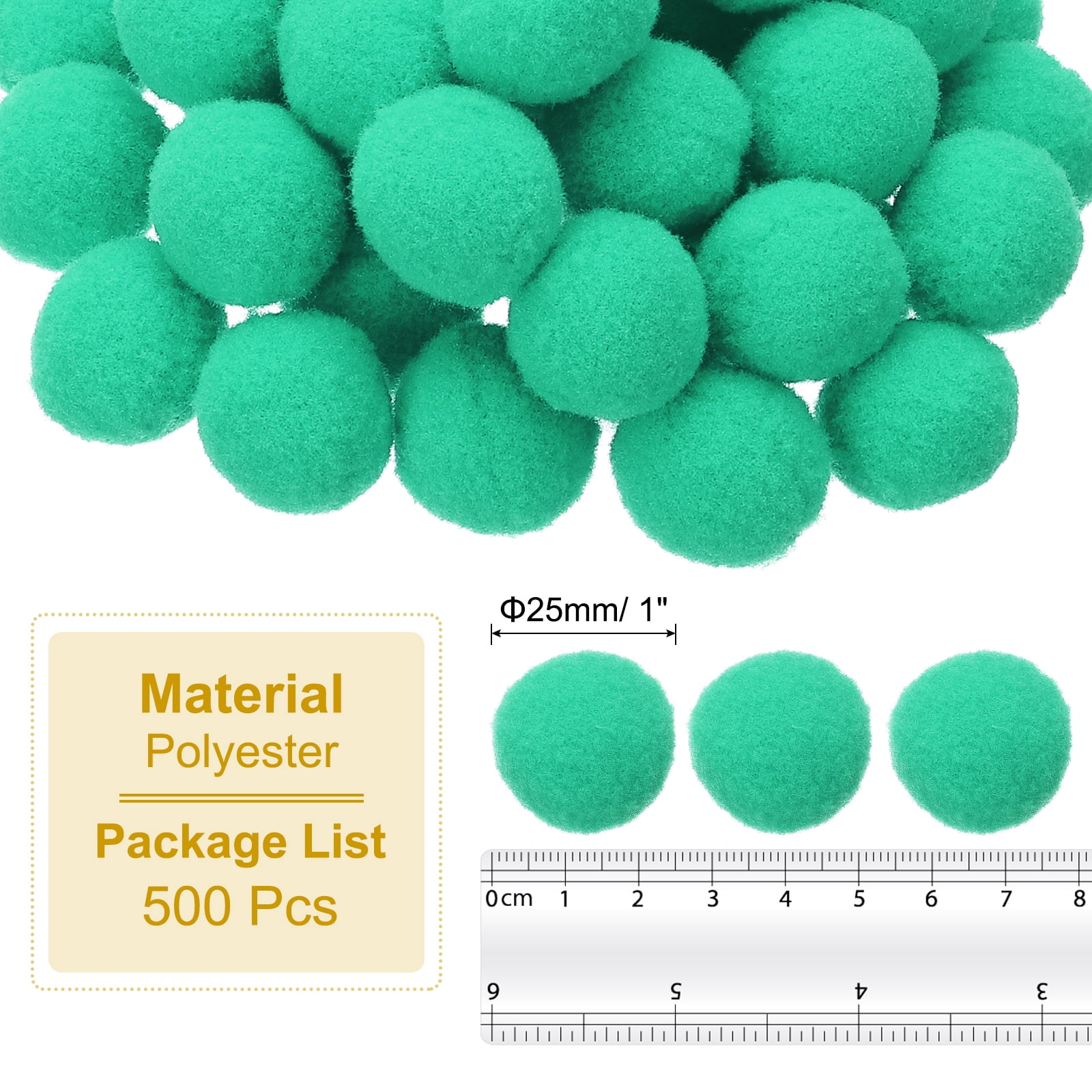 1inch Pom Poms for Crafts, 500pcs Pompoms for Crafts Puff Balls Bulk Fuzzy Balls for Hats Christmas Art DIY, Mint Green