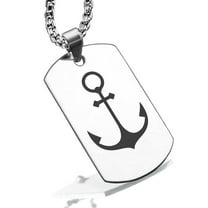 Stainless Steel Religious Anchor Dog Tag Pendant Necklace