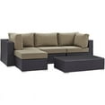 thumbnail image 2 of Modway Convene 5-Piece Aluminum and Rattan Patio Sectional Set in Mocha/Espresso, 2 of 8