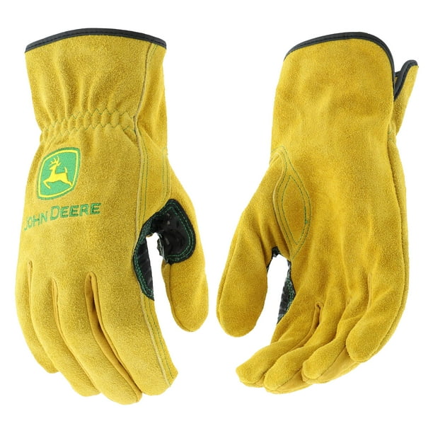 John Deere Men's Tan Split Cowhide Leather Gloves (Medium)(1 pair