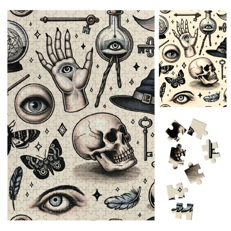 Palnkart Mysticism Magic Occult Wood Jigsaw Puzzle Vertical Style Wooden Gift for Family Friends 300PCS