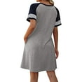 thumbnail image 5 of Henpk Summer Dresses for Women Striped T Shirt Dress Casual Midi Dress Short Sleeve Sundress with Pockets Fashion Casual Striped Printed Short Sleeve Solid Dress Gray XXL, 5 of 6