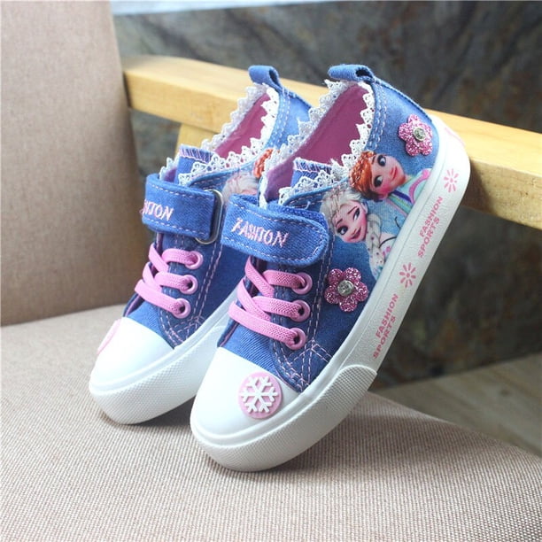 Zapatos casuales de alta calidad de Disney, zapatos de lona a la moda para otoño e invierno, zapatos de elsa con dibujos animados de frozen wild girl31-Insole19 CM Gao Jinjia LED