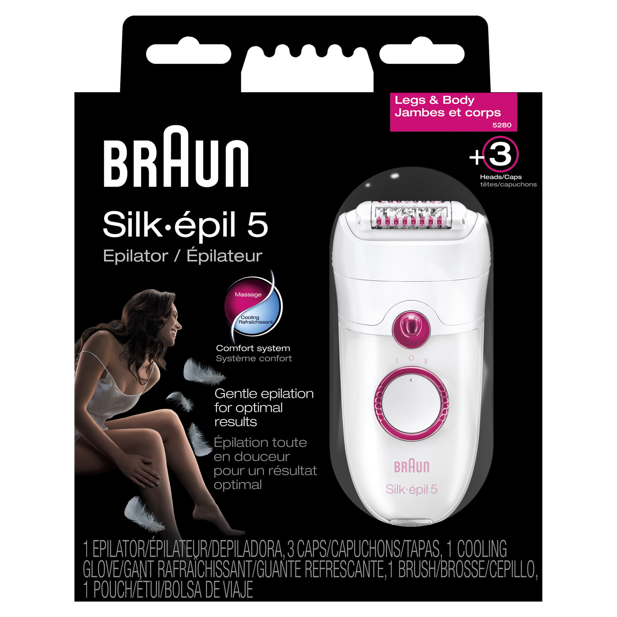 Braun Epilator Silk-epil 5 5-280 Wet Dry Power with Bikini Trimmer