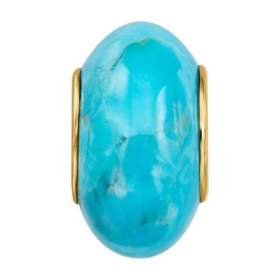 Ross-Simons 12x6mm Turquoise Bead Charm in 18kt Gold Over Sterling, Women's, Adult