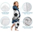 thumbnail image 7 of Blue Soccer Balls Pattern Hooded Bath Towel，60"x35" for Ages 3 To 12 Kids, Quick Dry Lightweight Soft Microfiber Hood Beach Towel Cover Up for Kids, 7 of 7