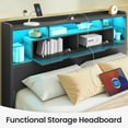 thumbnail image 2 of Greenstell Queen Size Bed Frame with Storage Headboard Metal Platform Bed with LED Lights and Charging Station Black, 2 of 8