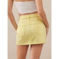 thumbnail image 2 of Light Yellow Denim Mini Skirt High Waist A-Line With Front Pockets, 2 of 30