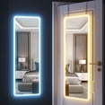 thumbnail image 1 of Lvifur LED Full Length Mirror, 47"x16" 3 Colors LED Lighted Wall Mounted Mirror,Over The Door Hanging Mirror, with 2 Metal Hangers, White, 1 of 10