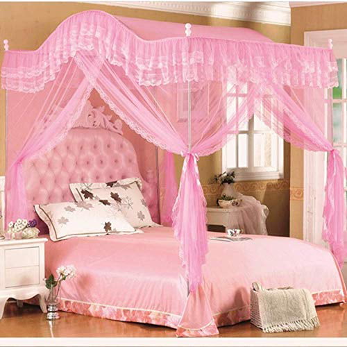 Mengersi 4 Corners Post Canopy Bed Curtains Bed Canopies Bed Netting,Bedroom Decor Indoor Outdoor Twin, Black 