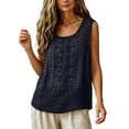 thumbnail image 6 of Womens Linen Embroidered Tank Tops 2026 Trendy Summer Casual Loose Fit Crewneck Sleeveless Shirts Fashion Ladies Blouses, S, 6 of 7