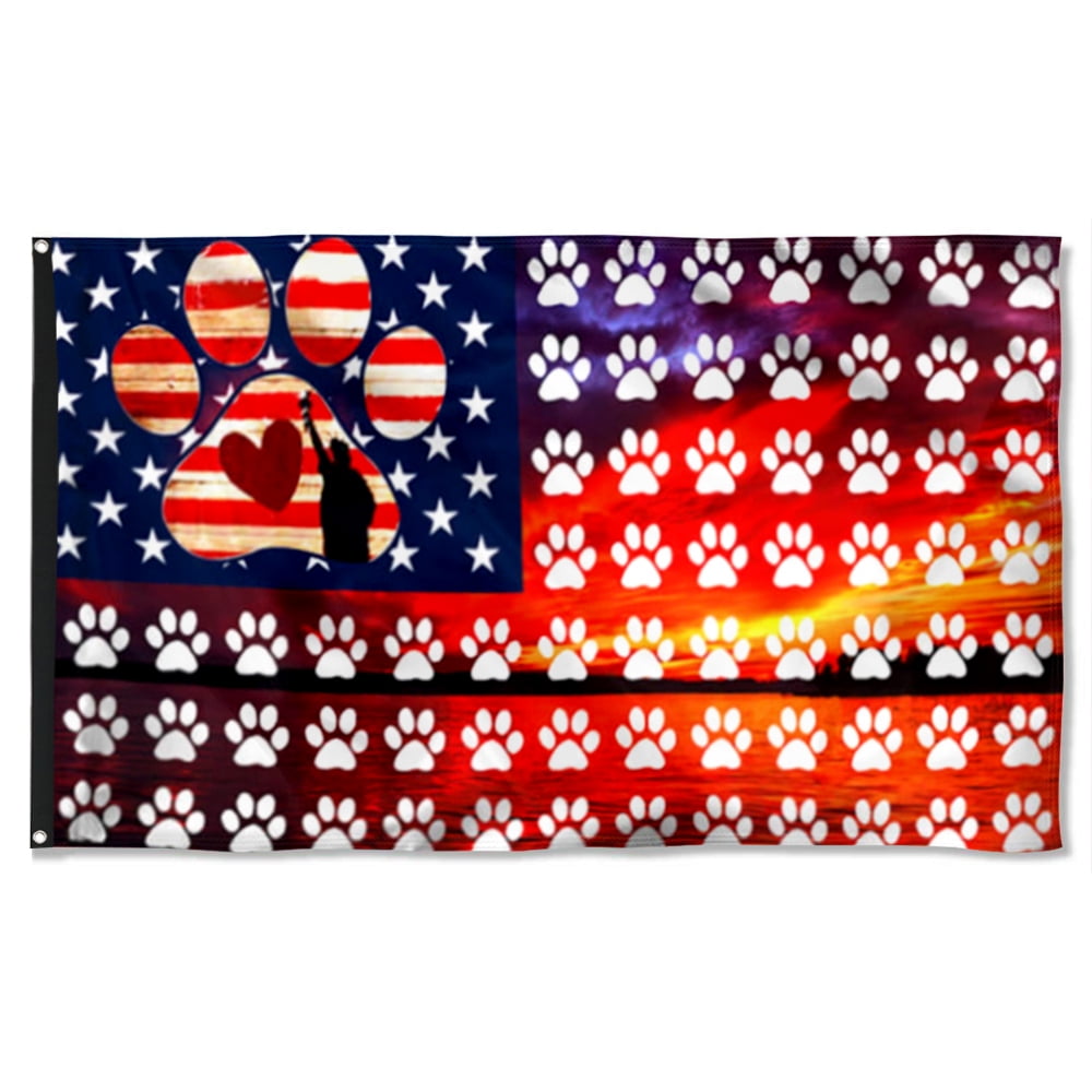 Cayyon Dog Grommet Flag Paws Flag 3x5Feet Banner with 2 Brass Grommets ...