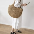 thumbnail image 3 of Straw Handbags Women Handwoven Round Corn Straw Bags Natural Chic Hand Large Summer Beach Tote Woven Handle Shoulder Bag, 3 of 7