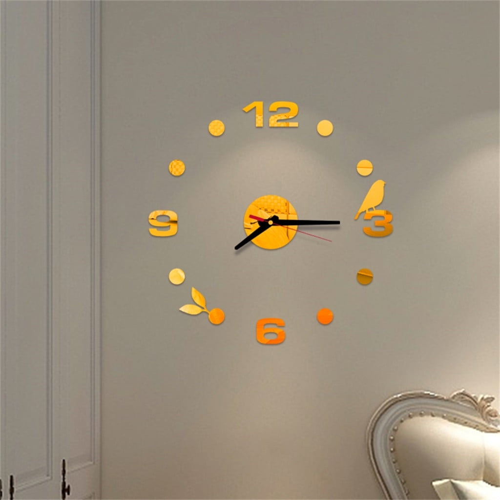 1Set Removable Bird Pattern DIY 3D Acrylic Decal  Wall Clock Sticker 