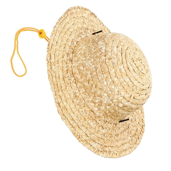 AURARMLET Kids Farmer Dog Costume Sombrero Straw Hat Khaki Outdoor Accessory 1 Piece Comfortable