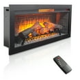 thumbnail image 2 of Youmumeub 42-Inch Wall-Mount or Built-In Electric Fireplace Insert — Realistic 4-Level Flame, Infrared Quartz Heat, Remote & Speaker, Timer, Adjustable Brightness, Tempered Glass, CSA Certified, 2 of 20