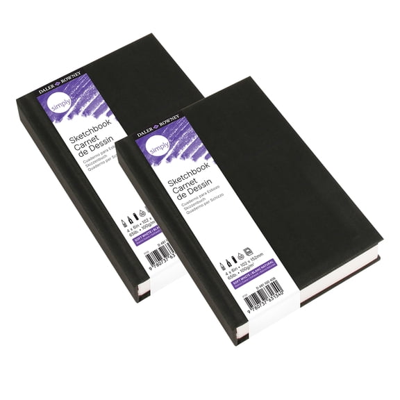 Daler-Rowney Simply Sketchbook, Hardcover, Soft White Pages, 4 in x 6 in, 110 Sheets, Pack of 2