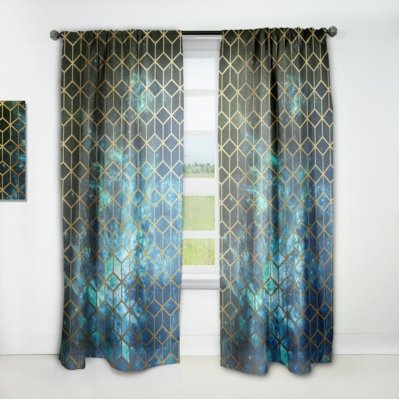 Designart 'Honeycomb Capital Gold XI' Modern & Contemporary Curtain Panel