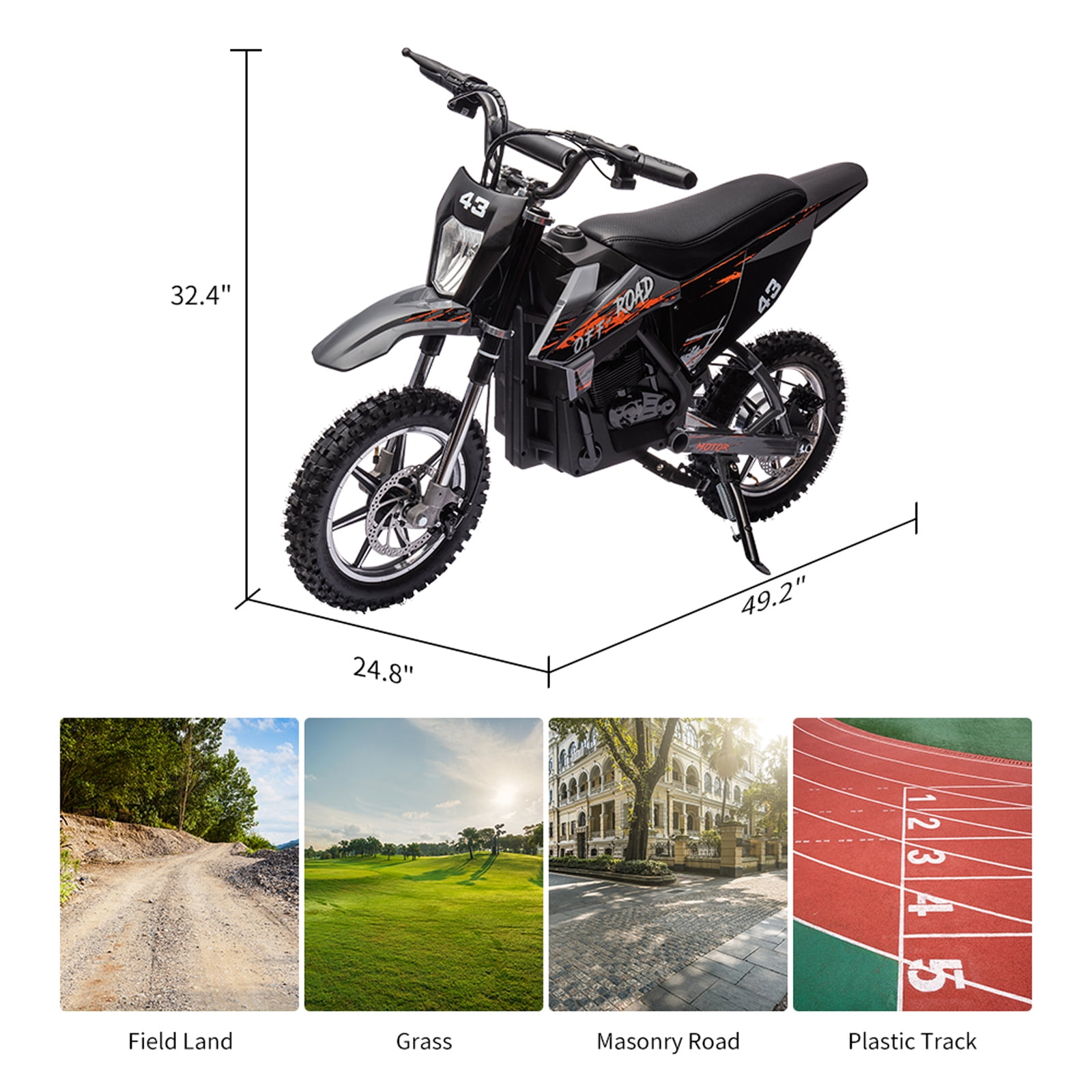 CazToi 36V 500W Kids Electric Dirt Bike 15.5mph Off-Road Motorcycle Motocross Bike for Kids 14+