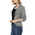 thumbnail image 5 of MODA NOVA Juniors Striped 3/4 Sleeves Open Front Blazer, 5 of 7