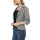 thumbnail image 4 of Blazer a rayas para mujer INSPIRE CHIC de 3/4 de mangas, casual, de frente abierto y con solapa muesca, 2XL, gris oscuro, 4 of 7