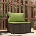 thumbnail image 1 of vidaXL Garden Middle Sofa with Cushions Brown Poly Rattan, 1 of 4