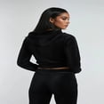 thumbnail image 3 of Forever 21 Velour Zip-Front Hoodie & Pant Set, Color- Black, Size- S, 3 of 7