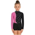 thumbnail image 4 of iiniim Girls 3 Piece Gymnastics Outfits Long Sleeve Leotard with Shorts Hairband Sparkly Ballet Dancewear Hot Pink 10, 4 of 7