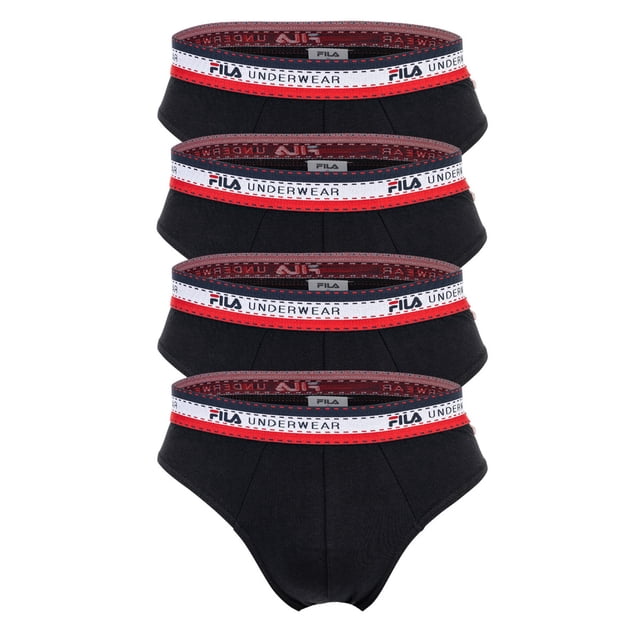 FILA Calzoncillos para hombre, paquete de 4 - Calzoncillos, cintura con logotipo, Algodón Stretch, color sólido Negro XL (X-Large)
