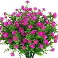 thumbnail image 1 of Flores artificiales falsas para exteriores, plantas de boj resistentes a los rayos UV, arbustos, paquete de 15, vegetación de plástico sintético para interiores y exteriores, macetero colgante, hogar, oficina, boda, decoración de granja, loto rojo oso de fresa Electrónica, 1 of 5