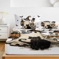 thumbnail image 6 of Twin XL Size Fitted Sheet Set - Funny Ghost Halloween 2 Piece Bedding Sets 16" Deep Pocket Fitted Sheet with 1 Pillowcases, Black Cats Skull Bats Brushed Microfiber Hotel Luxury Bed Sheets, 6 of 9