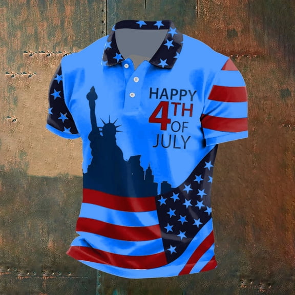 Men's 250th Anniversary USA Shirt - America 250 Flag Print Shirt USA 250th Anniversary Polo Shirts for Men