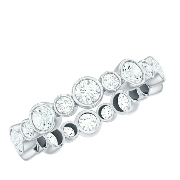 Rosec Jewels Certified Moissanite Eternity Ring for Women - Wedding Anniversary Ring - D-VS1 Quality - with Jewelry Box, 925 Sterling Silver, US 4.00