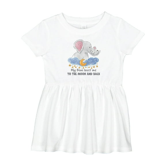 Inktastic My Noni Loves Me to the Moon and Back Elephant Family Girls Baby Dress