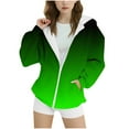 thumbnail image 2 of Spazoro Girls Swearshirts, Fall Winter Full Zip Hooded Gradient Color Casual Cardigan Tops for Girls Green Size 14-15T, 2 of 4