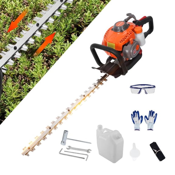 2-Cycle Gas Hedge Trimmer 26cc, 23.6 Inch Double-Sided Blade, Ergonomic Handle for Yard Landscaping