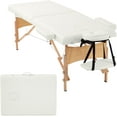 thumbnail image 1 of BestMassage Lit de Massage Table de Massage Portable 28 Pouces de Large 2 Pliage Hauteur Réglable, Crème, 1 of 8