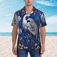 thumbnail image 2 of Fuzoiu Blue Heron Floral Garden Print Hawaiian Shirt for Men, Summer Beach Casual Short Sleeve Button Down Shirts, Men’s Beach Summer Shirts with Pocket,X-Large, 2 of 7
