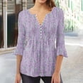 thumbnail image 4 of Blouses pour Femmes, T-Shirt Imprimé Manches 3/4 Blouse Col en V Décontractée, 4 of 5