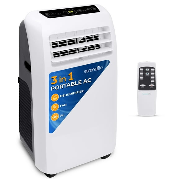 SereneLife SLPAC10 - Portable Air Conditioner - Compact Home A/C Cooling Unit with Built-in Dehumidifier & Fan Modes, Includes Window Mount Kit (10,000 BTU)