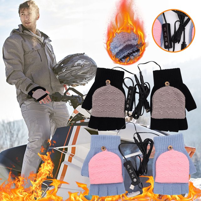 Xihbxyly Ofertas Del Día Liquidación Prime Guantees Calefactors Usb Guantes Calefactors de Invierno Guantes Calefactors de Doble Cara Cálidos Guantes Calefactors de Media Mano con Usb Guantes Calefac
