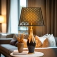 thumbnail image 4 of Medium Square Lamp Shades, Metal Lampshade with Pattern of Arrows for Table Lamp and Floor Light, 9 x 12 x 8.8 Inch, Spider (Black/Gold), 4 of 9