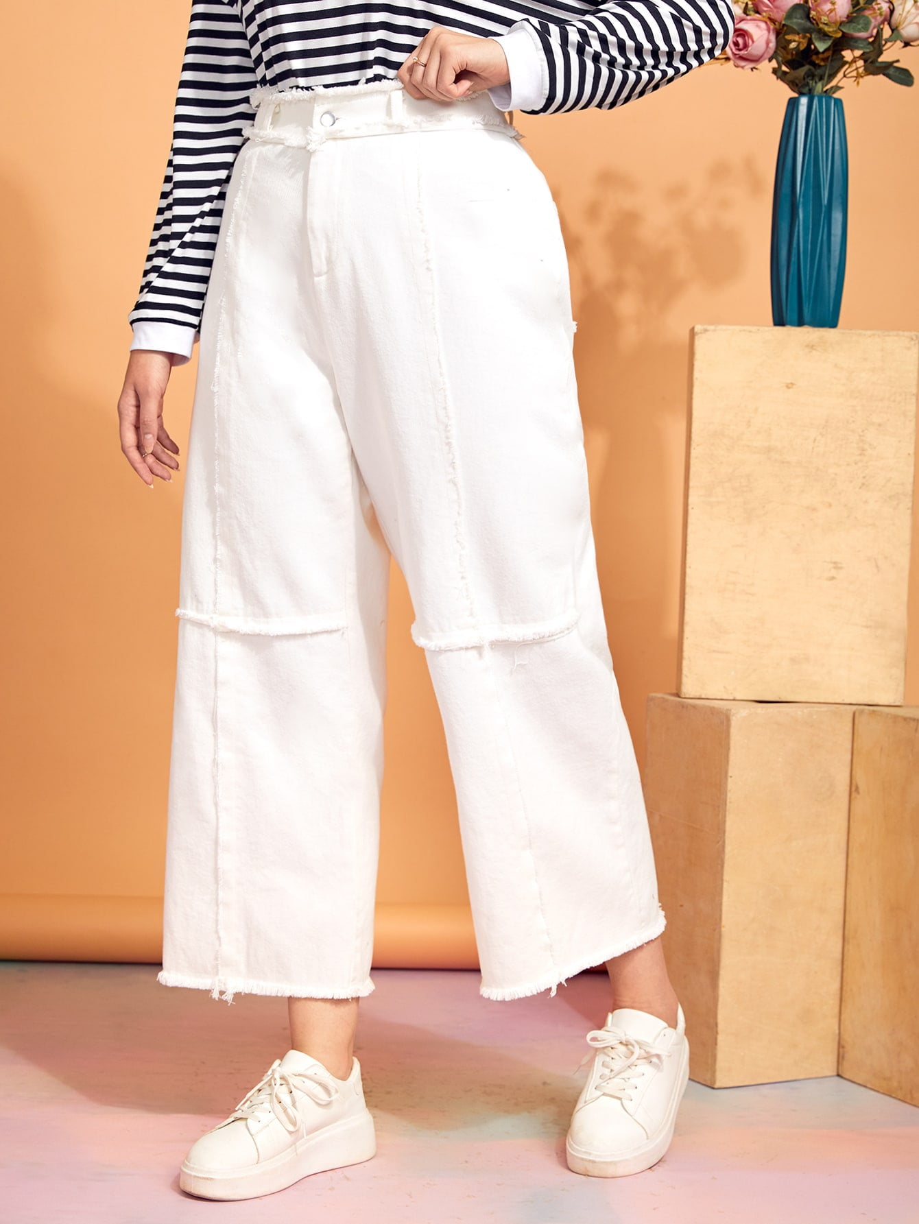 Raw Trim Wide Leg Pants S2208X 