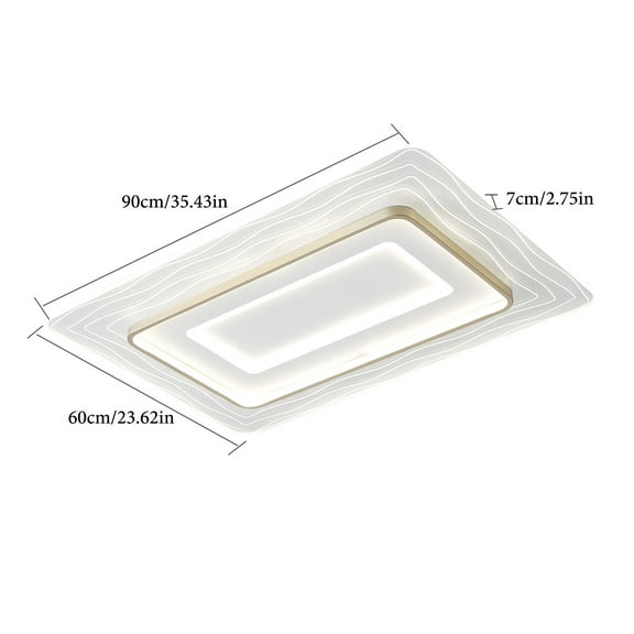 LED Rectangle Chandelier Flush Mount LED Ceiling Light W/Remote Control 110-220V