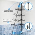 thumbnail image 6 of Corner Shower Caddy Tension Pole: Adjustable Stainless Steel Shower Organizer 4 Tier Shelf for Bathroom Bathtub Shampoo - Floor Standing Rack Bath Storage Holder with Rust Proof Rods - Black, 6 of 7