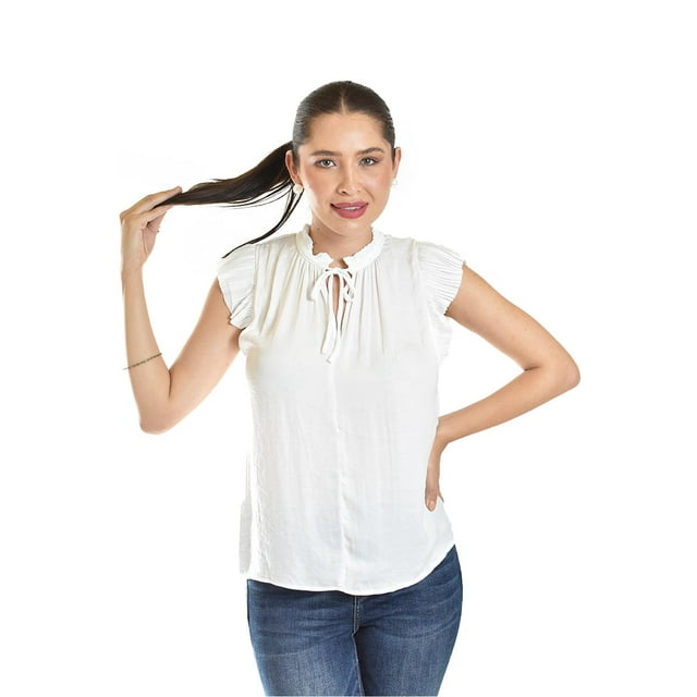 Blusa de manga plisada Roman Fashion/Juvenil, 10205 (Blanco) blanco CH