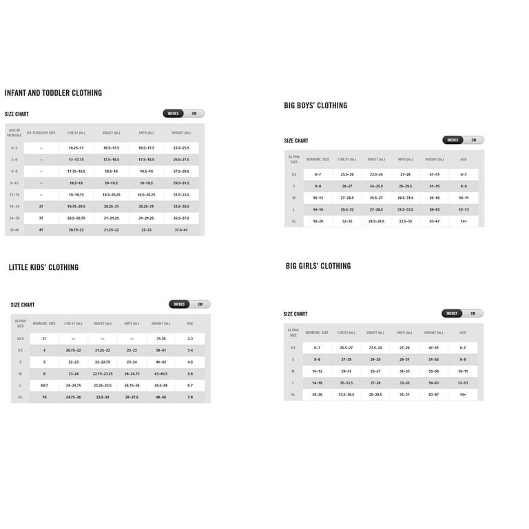 Nike boys pants size chart sale